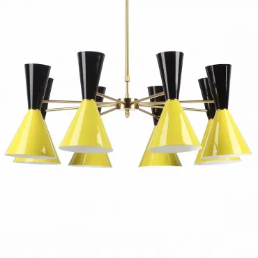 Люстра на штанге CAIRO Chandelier 8 Armblack black and yellow