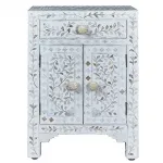 Тумбочка с инкрустацией BONE INLAY BEDSIDE Белая от ImperiumLoft