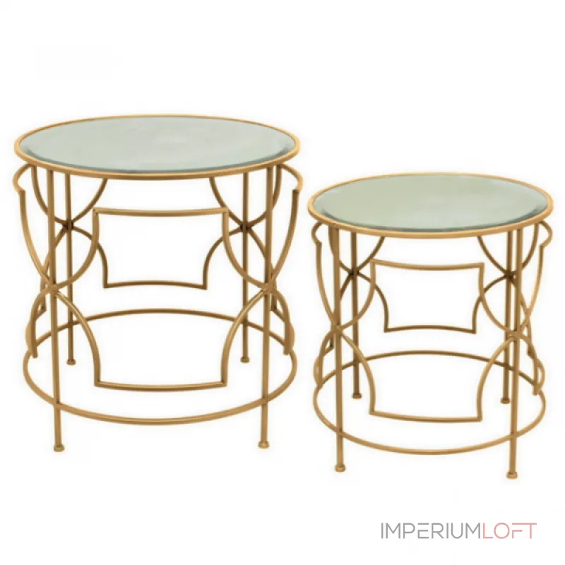 Набор из 2-х дизайнерских столов c зеркальной поверхностью Gold Bar от ImperiumLoft Набор из 2-х дизайнерских столов c зеркальной поверхностью Gold Bar от ImperiumLoft
