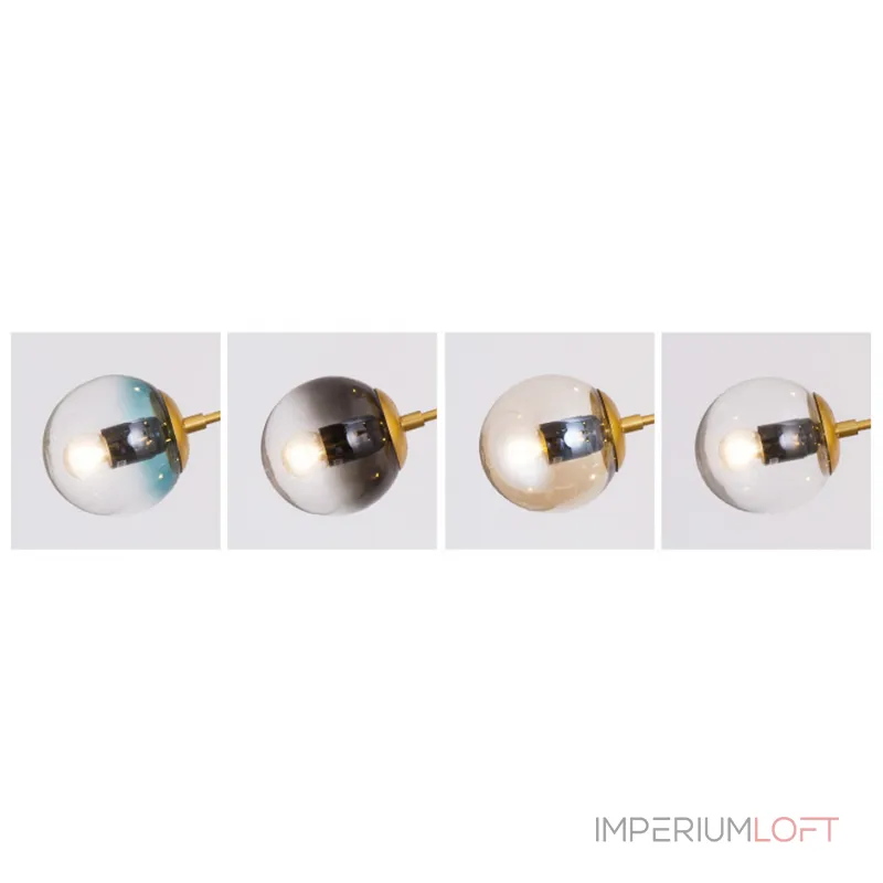 Люстра на штанге Modo Chandelier Globes Blue Ambre Gold