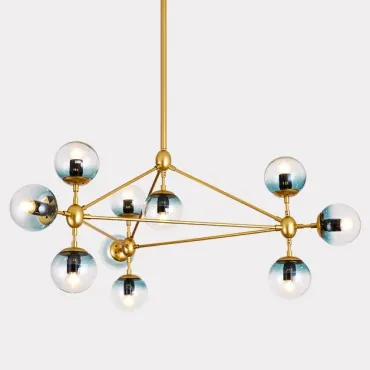 Люстра на штанге Modo Chandelier Globes Blue Ambre Gold