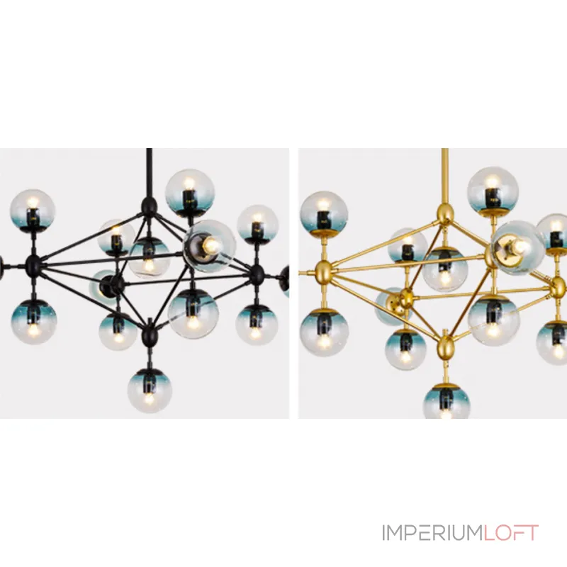 Люстра на штанге Modo Chandelier Globes Blue Ambre Gold