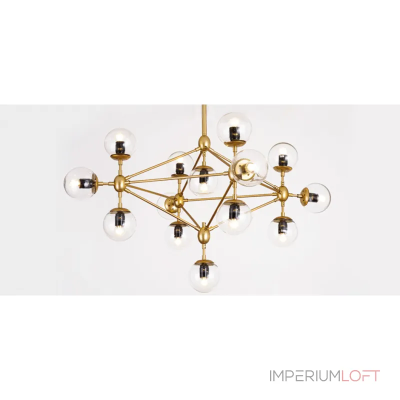 Люстра на штанге Modo Chandelier Globes Blue Ambre Gold