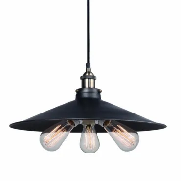 Подвесной светильник 20th C. Factory Filament Metal Triple Pendant Black Подвесной светильник 20th C. Factory Filament Metal Triple Pendant Black