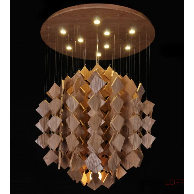 Подвесная люстра Wooden Glowworm Quadro Подвесная люстра Wooden Glowworm Quadro