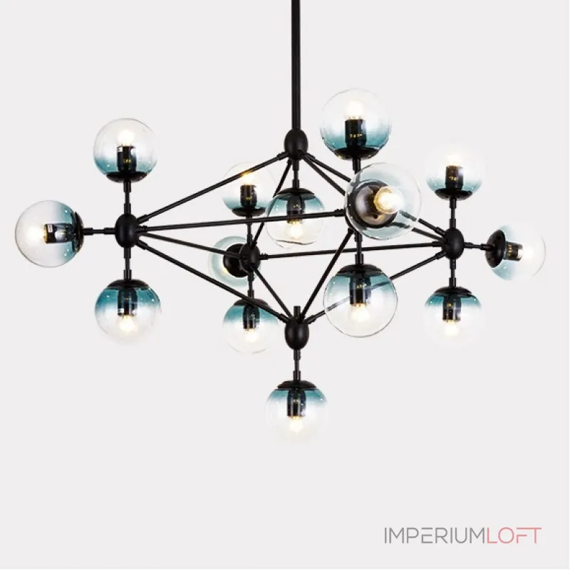 Люстра на штанге Modo Chandelier Globes Blue Ambre Black Люстра на штанге Modo Chandelier Globes Blue Ambre Black