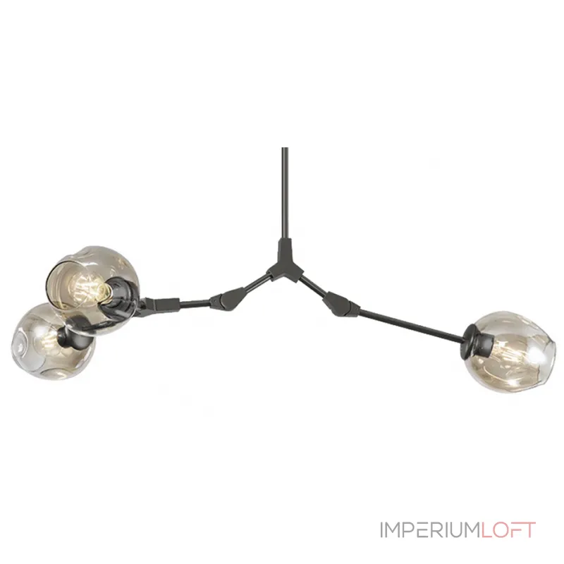 Люстра на штанге Сrumpled Glass Bubble Chandelier Gray 3 плафона Люстра на штанге Сrumpled Glass Bubble Chandelier Gray 3 плафона