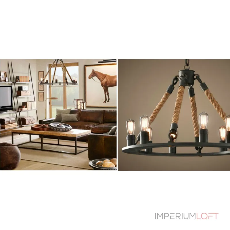 Подвесная люстра Loft Old Castle Rope Chandelier