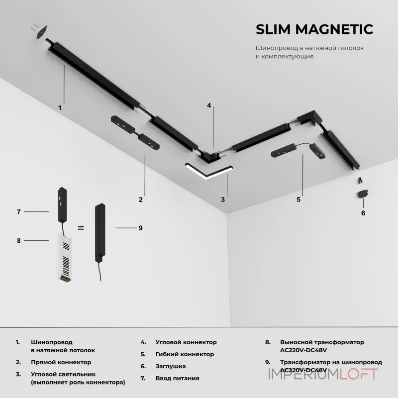Шинопровод в натяжной потолок с декоративными вставками 3м Elektrostandard Slim Magnetic 85242/00 от ImperiumLoft Шинопровод в натяжной потолок с декоративными вставками 3м Elektrostandard Slim Magnetic 85242/00 от ImperiumLoft
