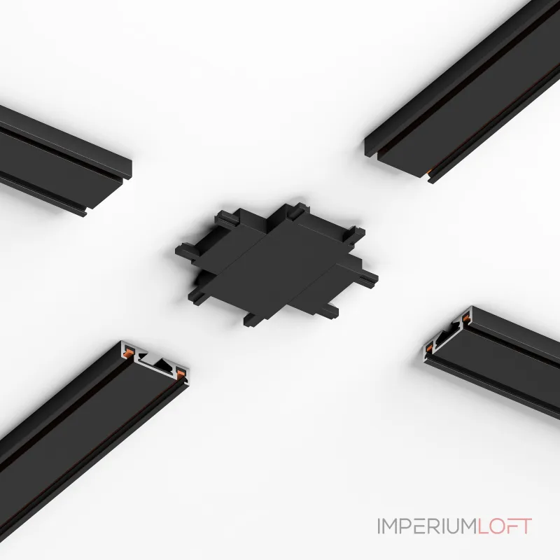 Четырёхсторонний соединитель для накладного шинопровода чёрный Elektrostandard flat magnetic a063738 от ImperiumLoft