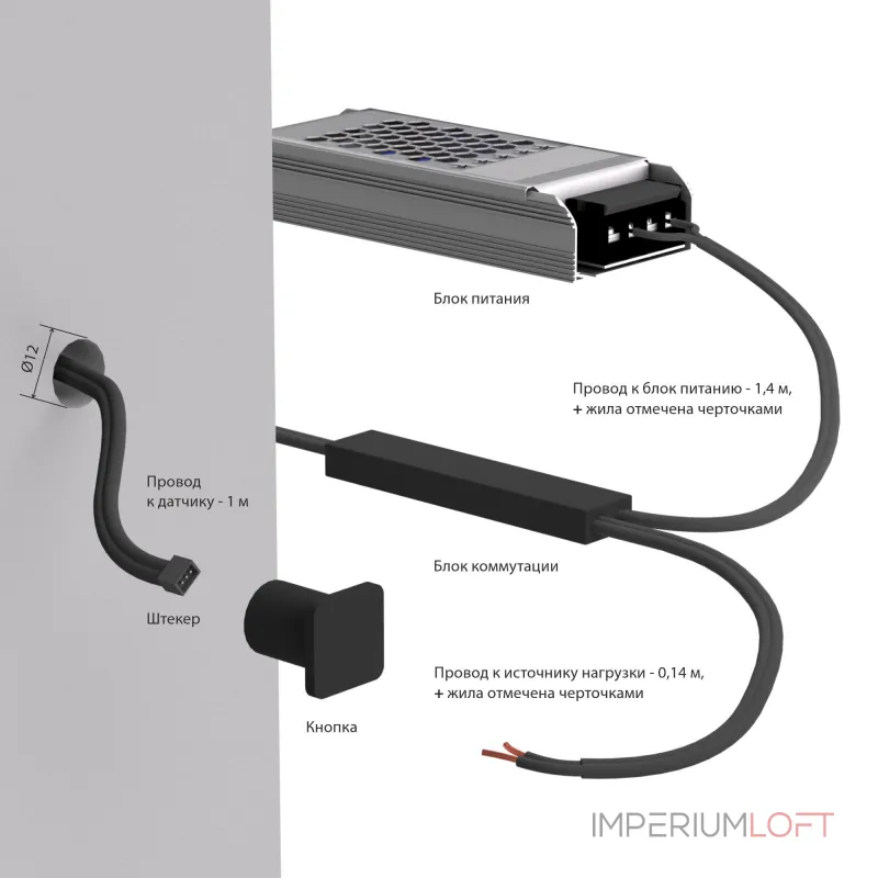 Выключатель сенсорный с функцией диммирования Elektrostandard 12/24V 36/72W a072042 от ImperiumLoft