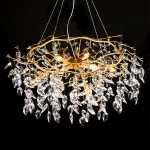 Подвесная люстра JASNA D67 с золотыми ветвями и стеклянными листьями от ImperiumLoft
