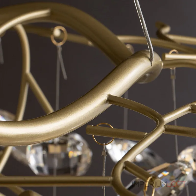 Подвесная люстра JASNA D67 с золотыми ветвями и стеклянными листьями от ImperiumLoft