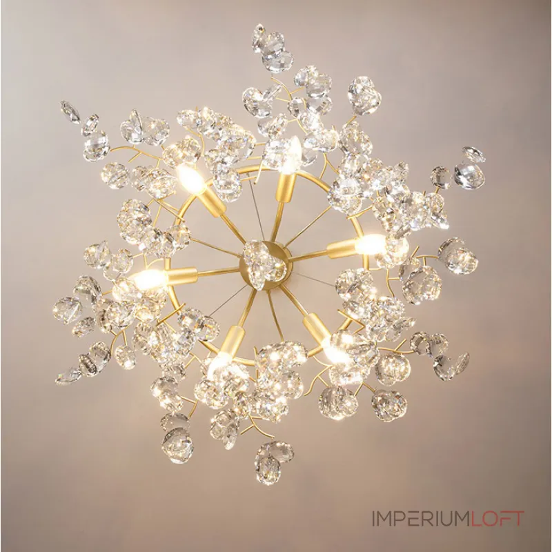 Подвесная люстра JASNA D67 с золотыми ветвями и стеклянными листьями от ImperiumLoft