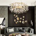 Подвесная люстра JASNA D67 с золотыми ветвями и стеклянными листьями от ImperiumLoft