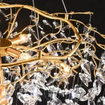 Подвесная люстра JASNA D67 с золотыми ветвями и стеклянными листьями от ImperiumLoft