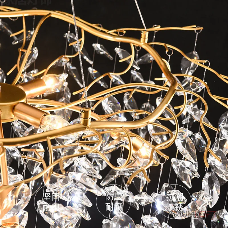 Подвесная люстра JASNA D67 с золотыми ветвями и стеклянными листьями от ImperiumLoft