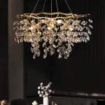 Подвесная люстра JASNA D67 с золотыми ветвями и стеклянными листьями от ImperiumLoft