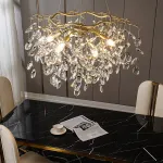 Подвесная люстра JASNA D67 с золотыми ветвями и стеклянными листьями от ImperiumLoft