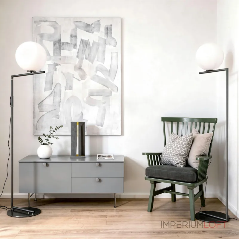 Торшер FlexIC Lights Family Michael Anastassiades Black со стеклянным плафоном в форме шара от ImperiumLoft Торшер FlexIC Lights Family Michael Anastassiades Black со стеклянным плафоном в форме шара от ImperiumLoft