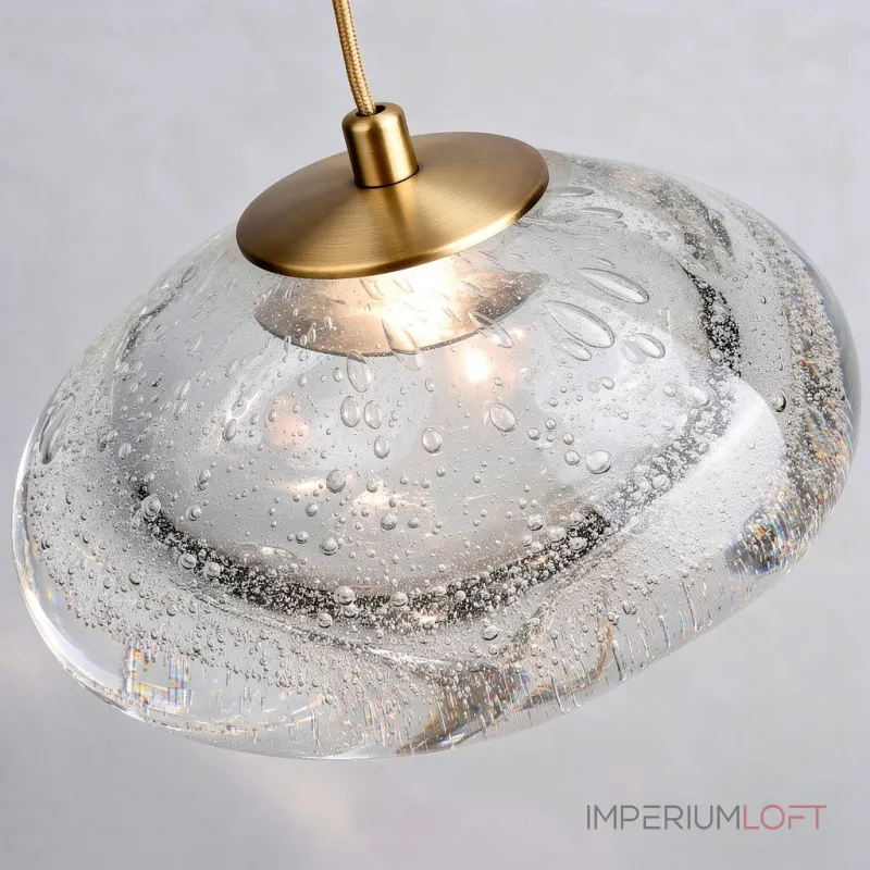 Подвесной светильник ANSEL A Transparent Brass с плафоном неправильной формы из стекла ручной работы с эффектом воздушных пузырьков от ImperiumLoft Подвесной светильник ANSEL A Transparent Brass с плафоном неправильной формы из стекла ручной работы с эффектом воздушных пузырьков от ImperiumLoft