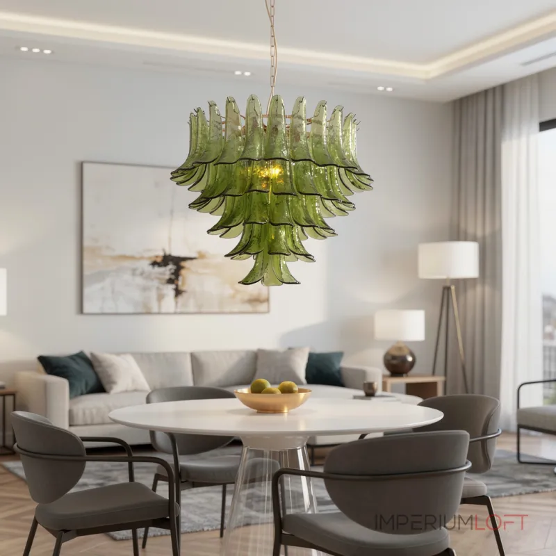 Подвесная люстра LOBBY GREEN H69 со стеклянными лепестками от ImperiumLoft Подвесная люстра LOBBY GREEN H69 со стеклянными лепестками от ImperiumLoft