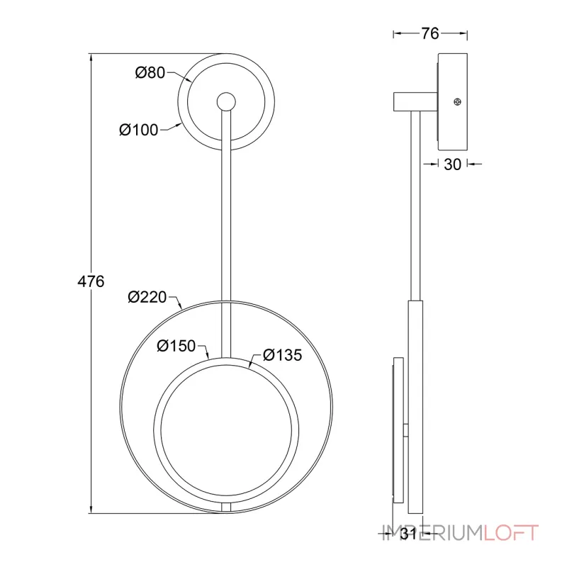Настенный светильник Escada HYPNOSIS 10206/SG LED Black/Gold от ImperiumLoft