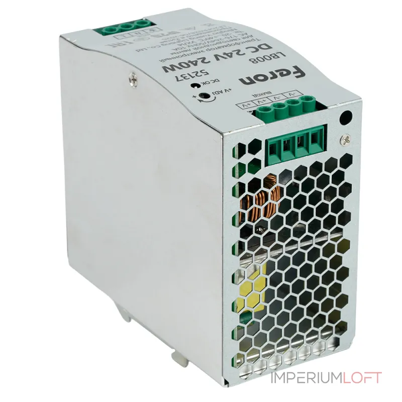 Трансформатор электронный для светодиодной ленты на DIN-рейку 240W 24V 63*125.5*113мм IP20 Feron 52137 от ImperiumLoft