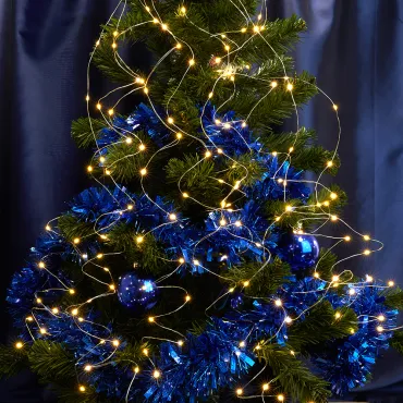 Светодиодная гирлянда 2м + 1м с питанием от батареек 200LED (теплый белый) Feron 32985