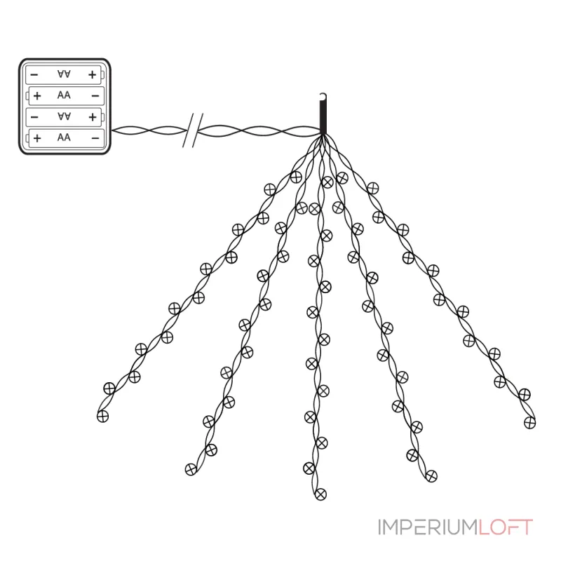 Светодиодная гирлянда 2м + 1м с питанием от батареек 200LED (теплый белый) Feron 32985 от ImperiumLoft
