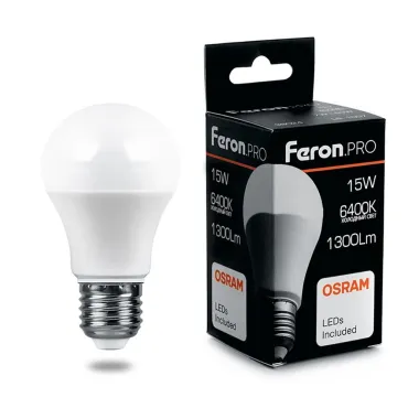 Лампа светодиодная Feron LB-1015 E27 15Вт 6400K 38037 Цвет арматуры никель Цвет плафонов белый Лампа светодиодная Feron LB-1015 E27 15Вт 6400K 38037 Цвет арматуры никель Цвет плафонов белый