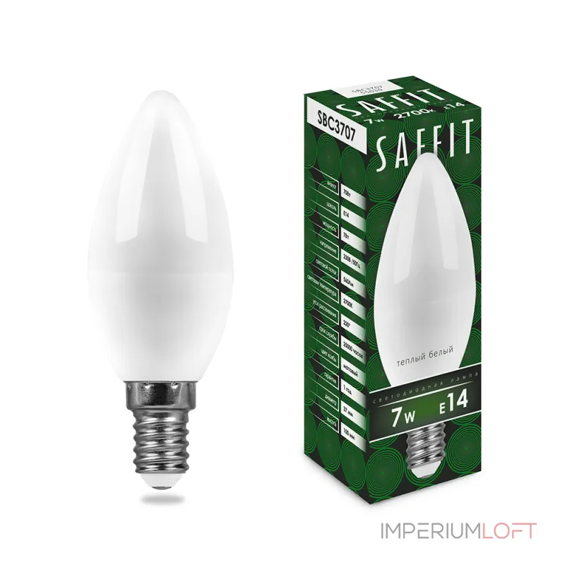Лампа светодиодная SAFFIT SBC3707 Свеча E14 7W 230V 2700K 55030 от ImperiumLoft Лампа светодиодная SAFFIT SBC3707 Свеча E14 7W 230V 2700K 55030 от ImperiumLoft