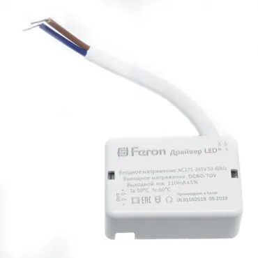 Драйвер для светодиодного светильника Feron LB0162 175-265Вт 0,08A 9W 29729 Драйвер для светодиодного светильника Feron LB0162 175-265Вт 0,08A 9W 29729