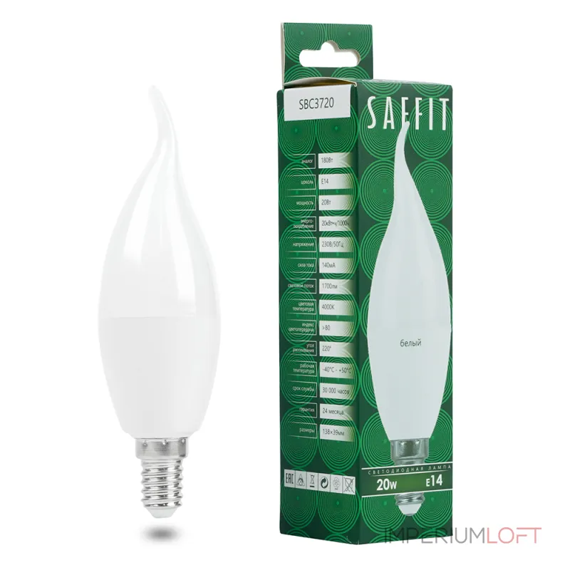 Лампа светодиодная SBC3720 Свеча на ветру E14 20W 230V 4000K Feron Saffit 55275 от ImperiumLoft Лампа светодиодная SBC3720 Свеча на ветру E14 20W 230V 4000K Feron Saffit 55275 от ImperiumLoft