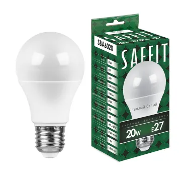 Лампа светодиодная Feron Saffit SBA6020 E27 20Вт 2700K 55013 Цвет арматуры белый Цвет плафонов белый