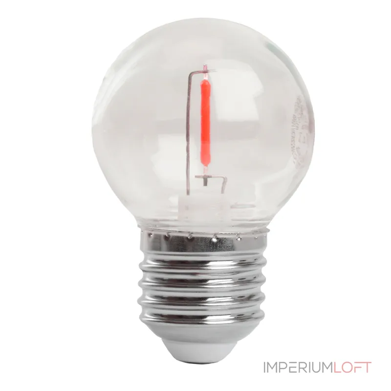 Лампа светодиодная Feron LB-383 Шарик прозрачный E27 2W 230V красный 48933 от ImperiumLoft