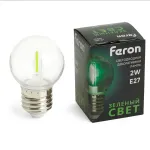 Лампа светодиодная Feron LB-383 Шарик прозрачный E27 2W 230V зеленый 48935 от ImperiumLoft