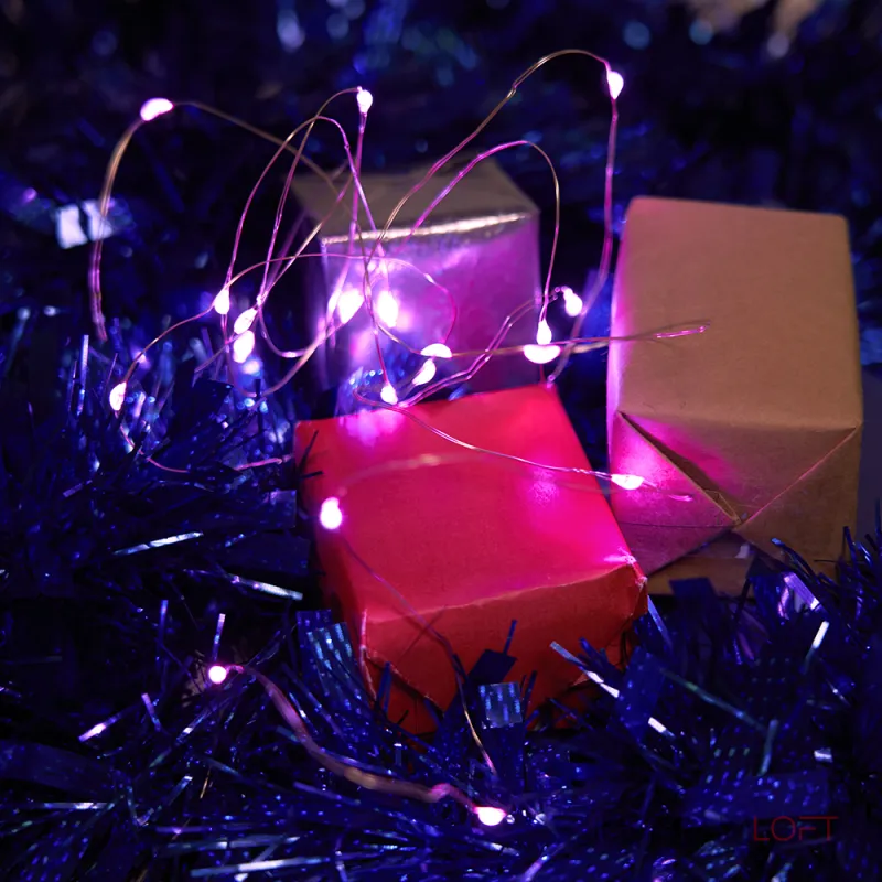 Гирлянда линейная от батареек FERON CL570 , 20LED, (розовый) 2м+0,5м IP20, 1,2W 48602 от ImperiumLoft