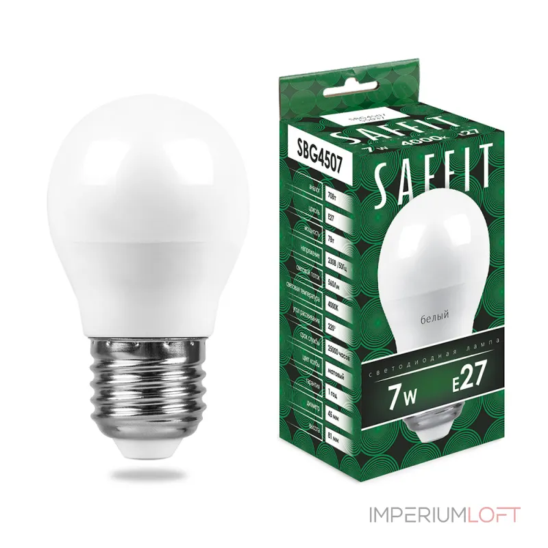 Лампа светодиодная SAFFIT SBG4507 Шарик E27 7W 230V 4000K 55037 от ImperiumLoft Лампа светодиодная SAFFIT SBG4507 Шарик E27 7W 230V 4000K 55037 от ImperiumLoft