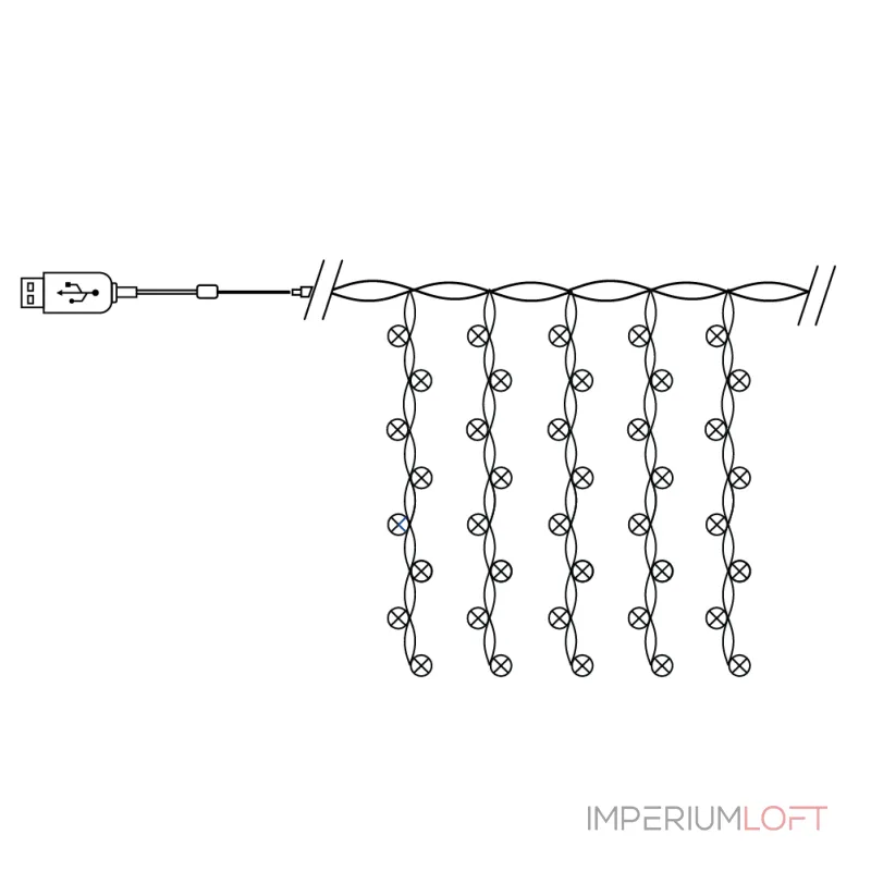 Гирлянда дождь FERON CL591 480LED 5000К (белый) 3*3м+3м IP20 5W 41639 от ImperiumLoft