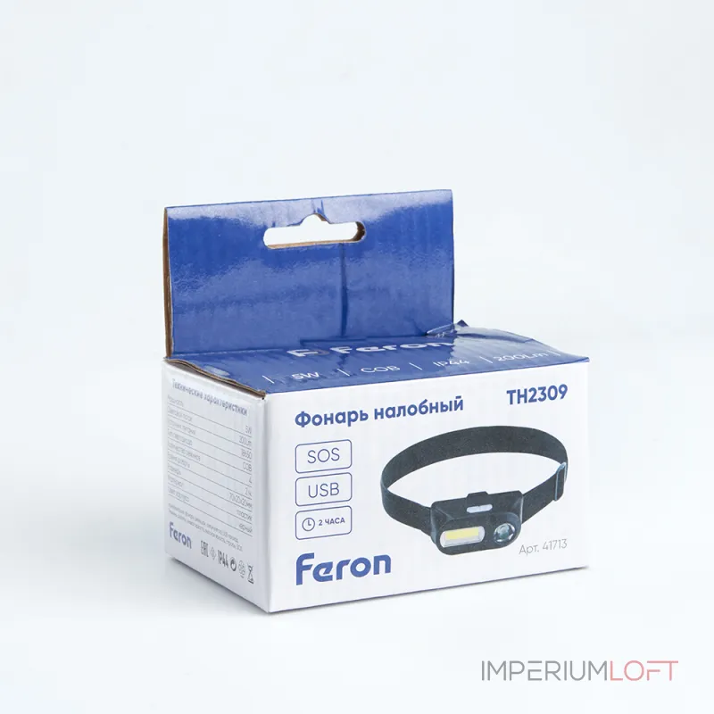 Фонарь налобный с аккумулятором Feron TH2309 41713 от ImperiumLoft