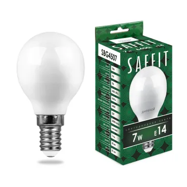 Лампа светодиодная SAFFIT SBG4507 Шарик E14 7W 230V 6400K 55123 Лампа светодиодная SAFFIT SBG4507 Шарик E14 7W 230V 6400K 55123