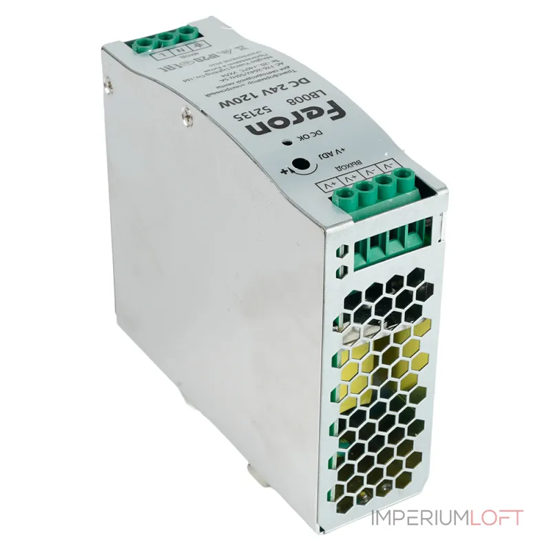 Трансформатор электронный для светодиодной ленты на DIN-рейку 120W 24V 40*125.2*113.5мм IP20 Feron 52135 от ImperiumLoft
