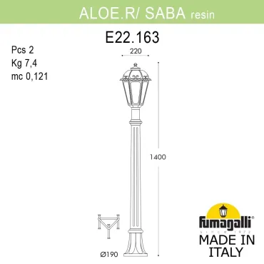 Садовый светильник-столбик FUMAGALLI ALOE.R/SABA K22.163.000.WYE27
