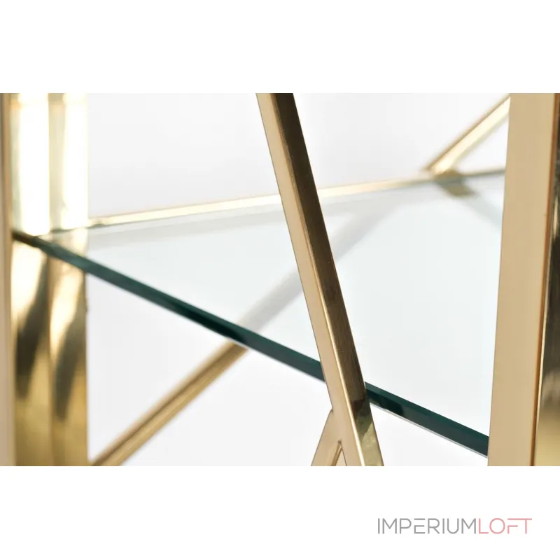GY-SH8711GOLD Стеллаж стекло прозр/золото 80*35*180см от ImperiumLoft