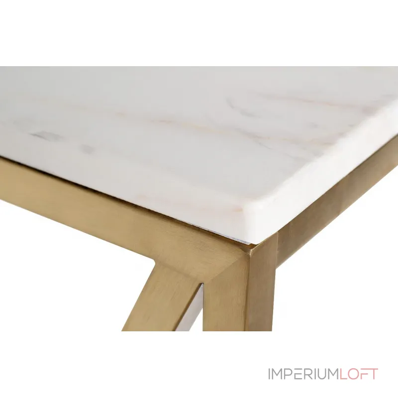 Консоль искусственный белый мрамор Pearl White/матовое золото 47ED-CST023GOLD от ImperiumLoft