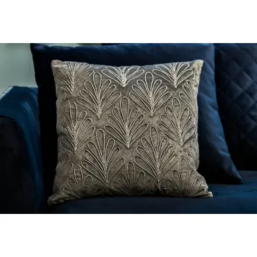 Подушка декоративная с вышивкой 'Акация' серебристая