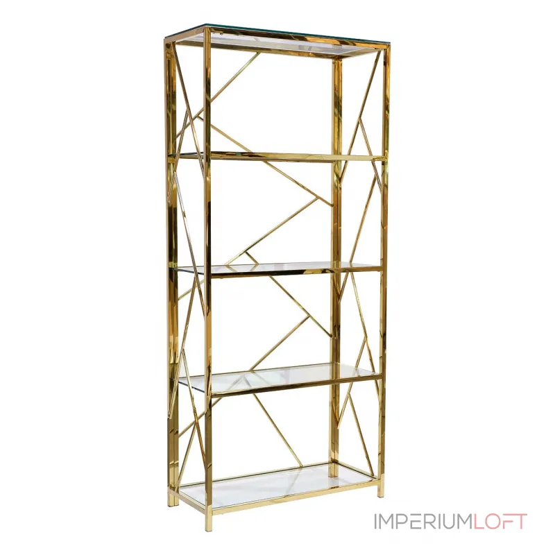GY-SH8711GOLD Стеллаж стекло прозр/золото 80*35*180см от ImperiumLoft