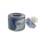 55RD4536S Ваза керамическая с крышкой голубая с золотом d16*24см от ImperiumLoft