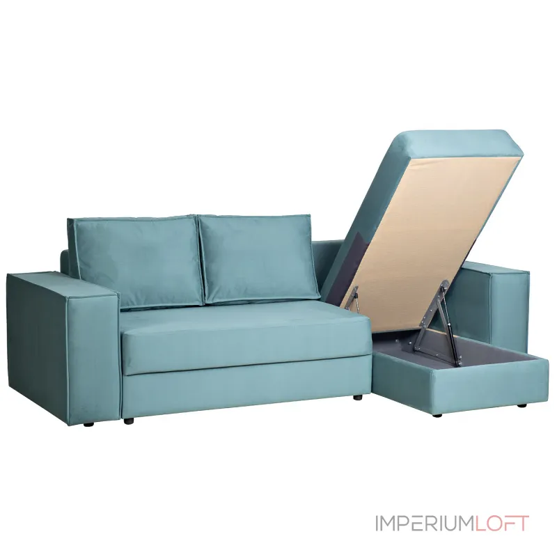 Диван Bergamo трехм.раскл.угл. правый вел.бирюз.Vel43 250*160*90 от ImperiumLoft